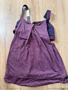lululemon Plum Ruched Performance Tank with Contrasting Straps